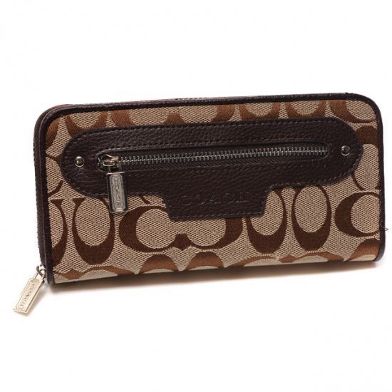 Coach Zip In Monogram Large Coffee Wallets DUK | Women - Click Image to Close